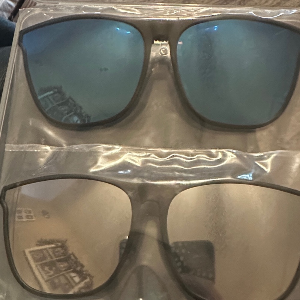 Two-Pair Mirrored Lens Sunglasses - Blue & Silver